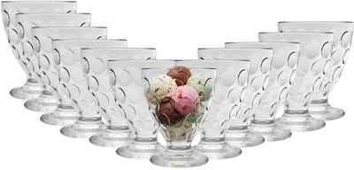 Urban Living IJscoupes/ijsschaaltjes - 12x stuks - 280 ml - glas - met rondjes - dessertschaaltje