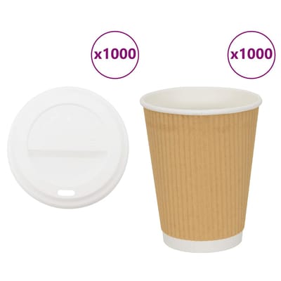 vidaXL - Papieren - koffiekopjes - met - deksel - 1000 - st - 16oz - 400 - ml