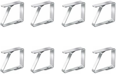 EXCITAT Tafelkleedklemmen - Grote tafelkleedklemmen - Verstelbare tafelkleedklemmen - Voor tuintafels - Roestvrij staal - 8x7cm - Verpakking van 8 - Zilver