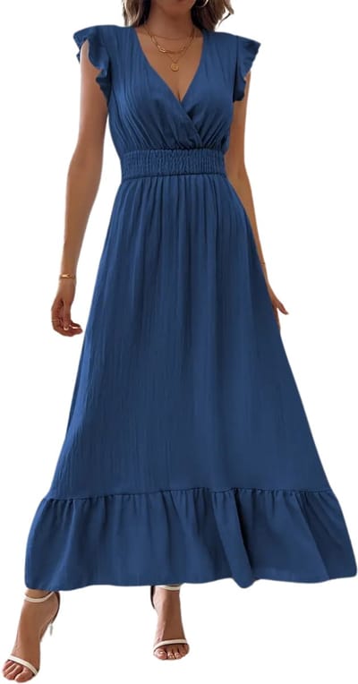 Livano Zomerjurk Dames - Zomerjurken - Volwassen - Jurk - Ibiza Stijl - Sundress - Marineblauw - Maat S