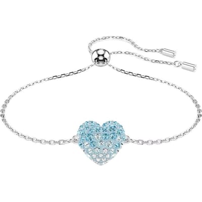 Swarovski Idyllia Hartpatroon Rhodium-Vergulde Kristallen Armband Damesarmband Blauw 5687621 Shopping Bag white