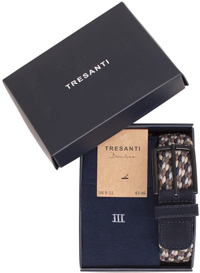 Tresanti FELIZO | Giftset Braided Belt And Bamboo Socks Navy (TRCOJE033 - 803)