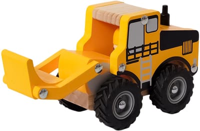 Speelgoedtopdeals Houten Graafmachine geel - Speelgoedauto voor kinderen - 18+ mnd