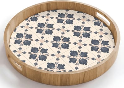 Dienblad rond 40x40 cm - Schootdienblad hout - Bladvorm - Klassiek - Kleurrijk - Borrelplank rechthoek - Plateau houten dienbladen