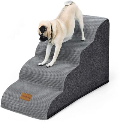 Dailygoods- Hondentrap 4 Treden - Huisdiertrap voor Honden - Antislipbodem - Wasbare Hoes - Draagbaar - 51 x 41 x 70 cm