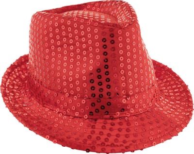 Funny Fashion Trilby hoedje - rood - glitter - pailletten - polyester - heren/dames - Carnaval - glitterhoed