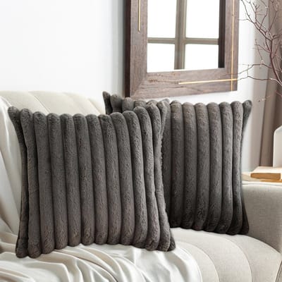 MIVRAY Kussenslopen – Woonkamer Kussenslopen Set Met Pluche, Decoratieve Zachte Kussenslopen Voor Sofa En Bed – 50x50 Cm – Pluche – Donkergrijs