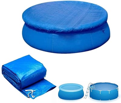 Dailygoods- Zwembadafdekking ronde 183 cm - Polyester afdekzeil - Stofdichte zwembadbeschermer - Waterdicht - Duurzaam - Veiligheidswaarschuwing - Zwembadhoes