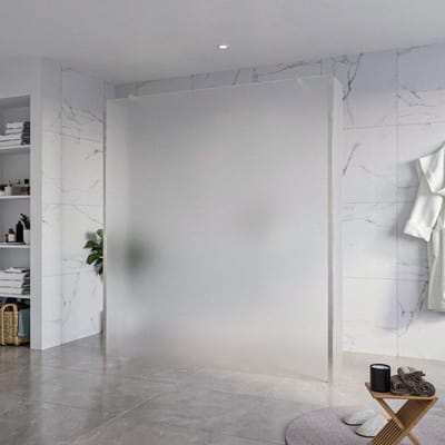 FugaFlow Eccelente Vetro Vrijstaande inloopdouche badkamer - 180x200cm - Glas mat - antikalk - 8mm veiligheidsglas - 2 zijwanden 40cm - met wandarmen en hoekprofielen - RVS geborsteld -