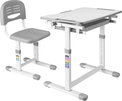 Kinderbureauset Sala kindertafel met 1 stoel grijs en wit [en.casa]