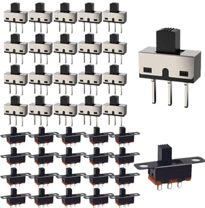 40 Stuks Schuifschakelaars 1P2T SPDT 250V/3A en Mini Paneel AAN/Uit Schakelaar 50V/0.5A