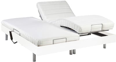 Vente-unique Bed met elektrische lattenbodem hout wit 2 x 90