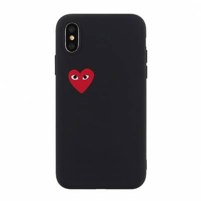 ShieldCase Heart Eyes hoesje geschikt voor Apple iPhone X / Xs - Hoesje met rood hartje - Hartjespatroon telefoonhoesje - Zwart