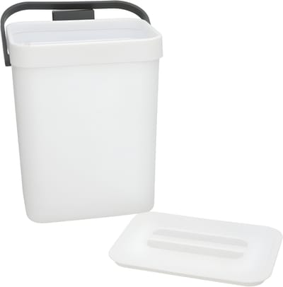 Gerimport Prullenbakje GFT - 26 cm - met klepdeksel - wit - 5 ltr - voor keukendeurtje