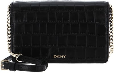 DKNY Leren Schoudertas Avondtas Bryant Full Flap Crossbody Blk / Gold Zwart