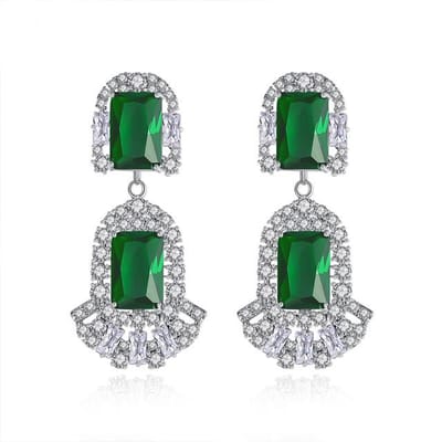 Caoshi Trendy Nobele Dame Feest Oorbellen Schitterend Kristal Zirkonia Sieraden Voor Bruiloft Prachtig Cadeau Voor Jubileum Ceremonie gray