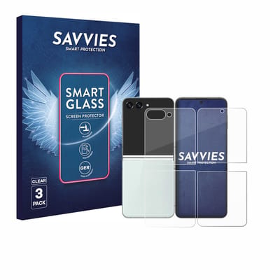 3 Stuks Savvies Screenprotector - geschikt voor Samsung Galaxy Z Flip 5 (Voor+Achter) - beschermfolie glas transparant