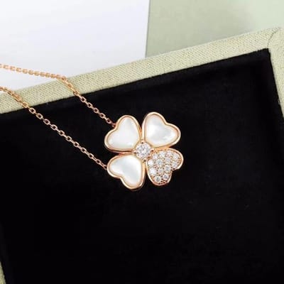 Nieuwe Europa Uitverkoop Geluksklaver Ketting Zwart Rode Agaat Witte Schelp Glans Dames 18K Champagne Goud S925 Sterling Zilver Fijn