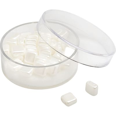 Glaskraal "Vierkant", 35 stuks - Wit