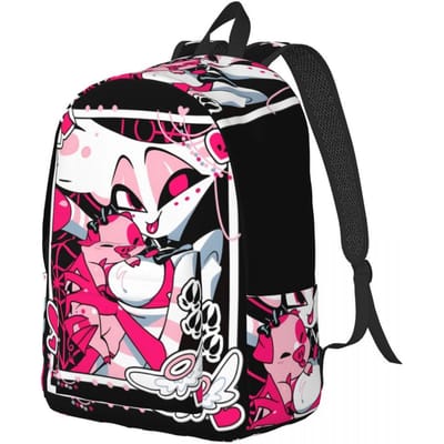 Angel Dust En Dikke Klomp Selfie Hazbin Hotels Rugzak voor Mannen Vrouwen Mode Student Zakelijk Dagrugzak College Schoudertas Small 40x30x14cm black