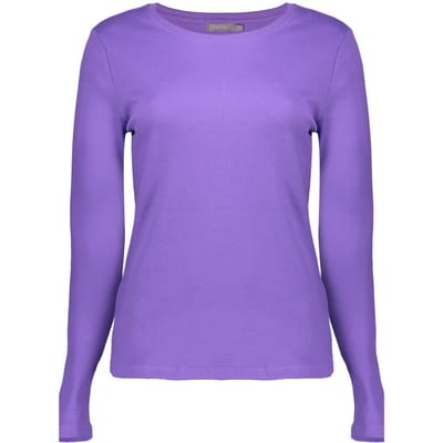 Geisha T-shirt Rib Round Neck Purple Size: XS | Long-Sleeved Tops Outlet | Dames | Paars