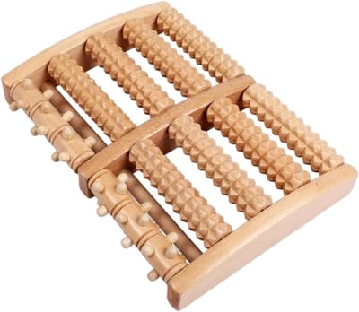 Houten Voetmassage Roller - Voetroller Massageapparaat - Voetpijn Verlichten - Stevig Metalen Frame - 27 x 19 x 5 cm