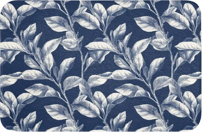 Badmat 60x40 cm - Antislip - Botanisch - Patroon - Blauw - Badmatten voor badkamer - Badkamermat - Douchemat - Badkamer mat
