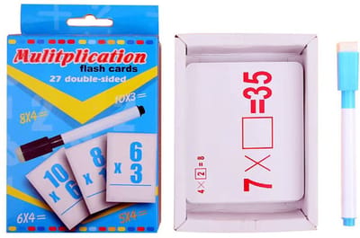 Decopatent - Flashcards Ik leer Rekenen KEERSOMMEN (x) - 27x Schrijfkaarten uitwisbaar Keer Sommen Leren -Met Stift - Leerzame Educatieve Spellen - Groep 3/4/5 - Educatief Speelgoed 4/5/6/7/8 jaar - Oefenen en leren rekenen - Montessori Speelgoed