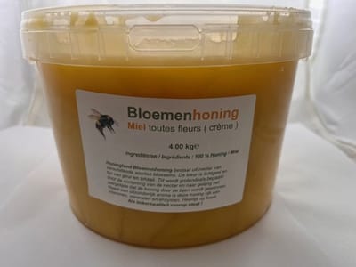 Honingland : Bloemen Honing, Miel toutes Fleurs ( crème ). 4,00 kg