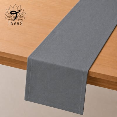 Tavas Tafelloper - 40 x 140 cm - Parelgrijs - Linnenlook - Tafeldecoratie - Tafelkleed - Tafellaken - Katoen
