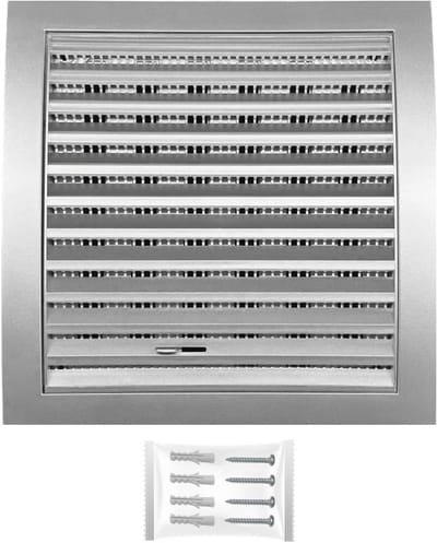 Vierkant Ventilatierooster met Insectenwering - Kunststof Weerbestendig Rooster 190 x 190 mm, Ø 125 mm