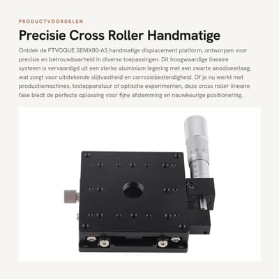 Dailygoods- Displacement Platform - Handmatig - Aluminium Legering - Cross Roller - Precisie Positionering - 80 x 80mm - Hoge Sterkte - Lineaire Geleider