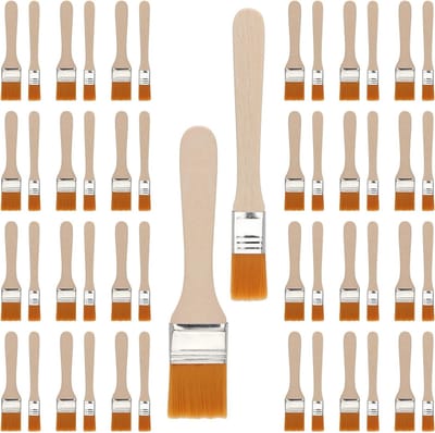 Set van 50 Glazuurkwasten met Houten Handvat, Diverse Breedtes voor Schilderen, Perfect voor Hobbyisten en Professionele Kunstenaars
