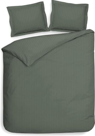 Heckett & Lane Stripe Dekbedovertrek - Eenpersoons - 140x200/220 cm - Mineral Green