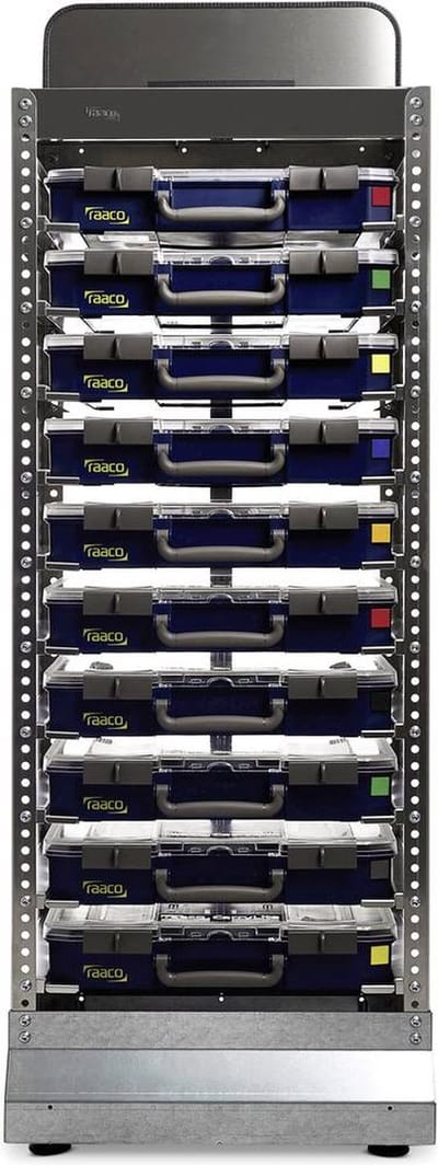 raaco CarryLite 80 Opbergkast voor assortimentskoffers (b x h x d) 490 x 1450 x 480 mm Aantal vakken: 10 Inhoud 1 stuk(s)