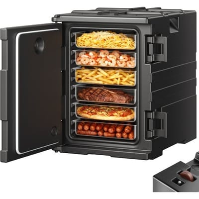VEVOR Geïsoleerde Thermobox, 90L Voedselwarmer, LLDPE Voedselcontainer met Dubbele Gespen, Voedselwarmer met Handgrepen, Transportbox voor Restaurants en Kantines, Geïsoleerde Box 645 x 445 x 610 mm
