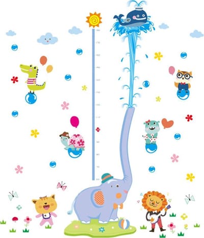 DW4Trading Groeimeter Olifant Spuit Water - Muursticker - Wanddecoratie