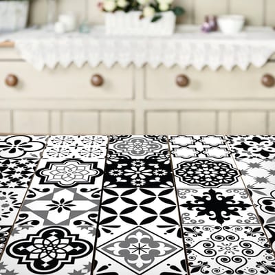 Meubeldecoratiestickers - Zelfklevende stickers voor keuken en woonkamer - 24 Pepitano cementtegel meubelstickers - 24 stickers 10x10cm
