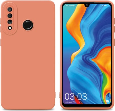 Cadorabo Hoesje geschikt voor Huawei P30 LITE in FLUID LICHT ORANJE - Beschermhoes gemaakt van flexibel TPU silicone Cover Fluid Case