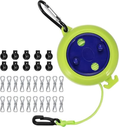 Waslijn Uittrekbaar - Drooglijnen met knijpers - 10 meter - waslijndraad - Wasdraad - voor camping / kamperen - groen