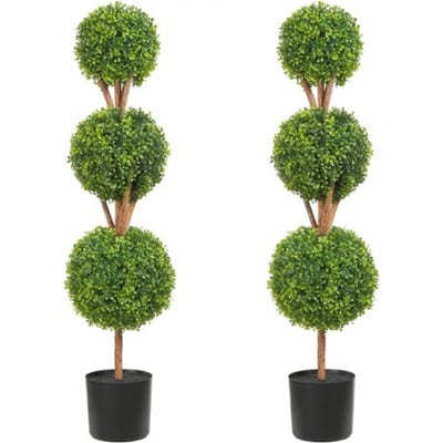 VEVOR Buxusbol Kunstmatig 122 cm hoog Tuindecoratie Buxus in Bloempot. Kunstmatig Buxusbol. Kunstplant gemaakt van PE, Hout, PP. Inclusief 2 decoratieve LED-lampjes en 10 reservebladeren.