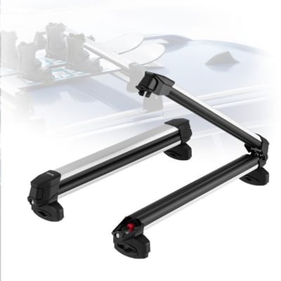 VEVOR 2 x Skiboard/Snowboard Dakdrager voor maximaal 6 paar ski's/4 snowboards, 2-delige afsluitbare ski-dakdrager, autodakdragerhouder met rubberen bekleding, skihouder voor de meeste dwarsdragers