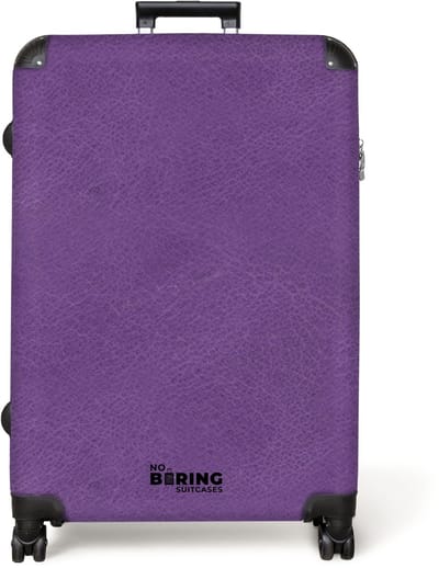 NoBoringSuitcases.com® - Koffer groot - Reiskoffer lichtgewicht - Lederen look lila paars - Rolkoffer met 4 wielen - Grote trolley XL - 98 liter bagage
