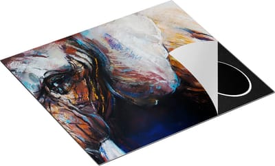 Chefcare Inductie Beschermer Getekende Olifant van Dichtbij - Abstract - 60x50 cm - Afdekplaat Inductie - Kookplaat Beschermer - Inductie Mat