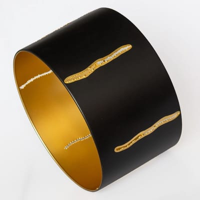 Tweekleurige zwarte lampenkap met gouden voering, ronde vorm 30 x 18 cm voor staande lamp en hanglamp, sfeervolle verlichting voor elk interieur