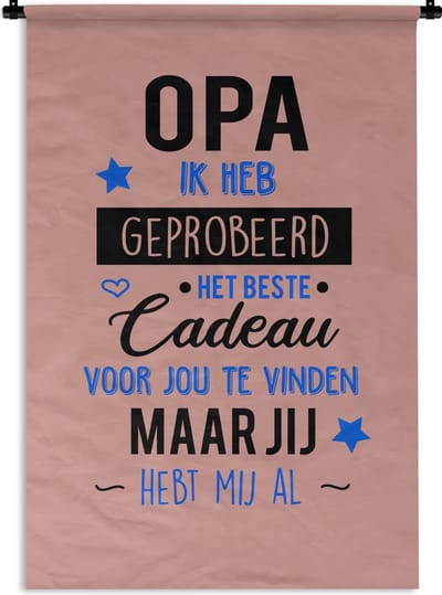 Wandkleed Vaderdag - Vaderdag cadeaus - opa jij hebt mij al Wandkleed katoen 60x90 cm - Wandtapijt met foto