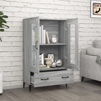 vidaXL - Hoge - kast - 70x31x115 - cm - bewerkt - hout - grijs - sonoma - eikenkleurig