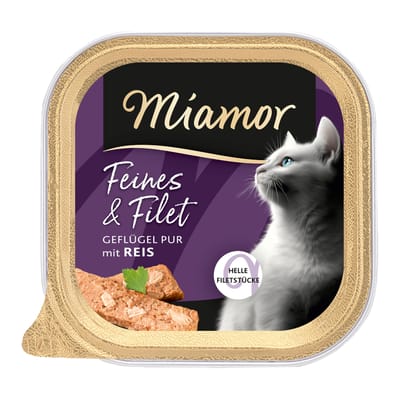 16x 100g Miamor Fijn & Filet Gevogelte Pur & Rijst Natvoer voor katten