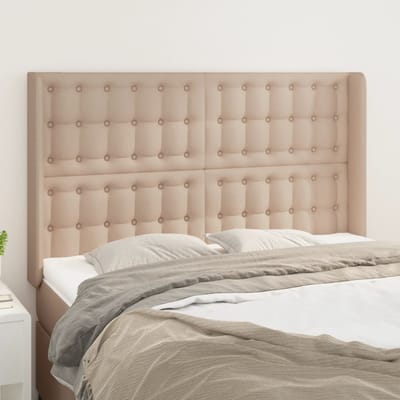 vidaXL - Hoofdbord - met - randen - 147x16x118/128cm - kunstleer - cappuccinokleur