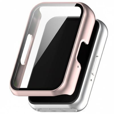 Screenprotector case - geschikt voor Samsung Galaxy Fit 3 - full cover hoesje - gehard glas - volledige bescherming - roze